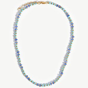 BNWOT Missoma Short Beaded Necklace NEVER WORN in 18ct Gold Blue Quartz & Turq